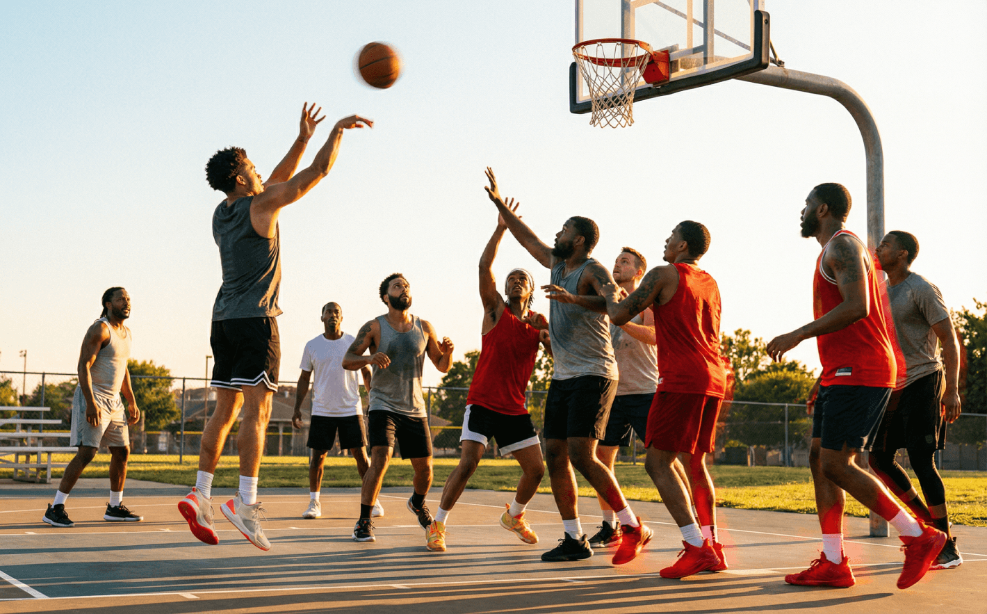 Joueurs qui pratiquent du sport sur le terrain